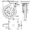 RUEDA GIRATORA PLACA FRENO 10HLBFD250H-DEB ALUMINIO-GOMA NEGRA ELASTICA BOLAS