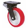 RUEDA GIRATORA PLACA FRENO 10HLBFD150-PO NYLON BLANCO-POLIUR.ROJO EJE LISO