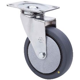RUEDA GIRATORA PLACA 10A100CP-PGCSB POLIUR.GRIS CONDUCT.EJE BOLAS