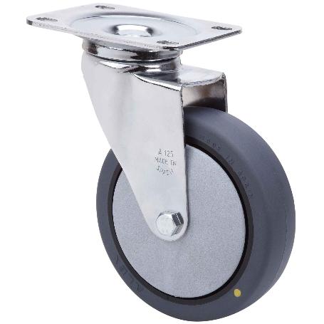 RUEDA GIRATORA PLACA 10A125CP-PGCSB POLIUR.GRIS CONDUCT.EJE BOLAS