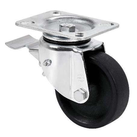 RUEDA GIRATORA PLACA FRENO 10TVFD80-TT RESINA NEGRA EJE LISO