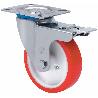 RUEDA GIRATORA PLACA FRENO INOX.10ZVIFD200-PO NYLON BLANCO-POLIUR.ROJO LISO