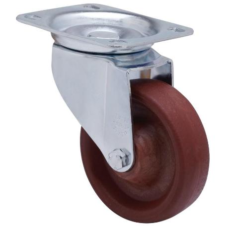 RUEDA GIRATORA PLACA 10ZV150-TD RESINA MARRON EJE LISO