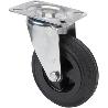 RUEDA GIRATORA PLACA INOX.10ZVLI80-PSN POLIAMIX-GOMA NEGRA EJE LISO