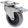 RUEDA GIRATORA PLACA FRENO INOX.10ZVLIFD100-PGAN POLIAMIX-GOMA GRIS EJE LISO