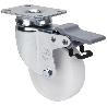 RUEDA GIRATORA PLACA FRENO 10BHFD100-SL PLASTICO BLANCO EJE LISO