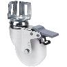 RUEDA GIRATORA PLETINA ANGULAR FRENO 16BHFD80-SL PLASTICO BLANCO EJE LISO