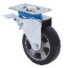 RUEDA GIRATORA PLACA FRENO 10TVFD125-DEB ALUMINIO-GOMA NEGRA ELASTICA BOLAS