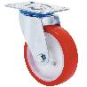 RUEDA GIRATORA PLACA 10ZV150-PO NYLON BLANCO-POLIUR.ROJO EJE LISO