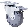 RUEDA GIRATORA PLACA FRENO 10ZVLFD100CP-PUISB POLIP.-POLIUR.GRIS EJE BOLAS