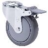 RUEDA GIRATORA AGUJERO M12 FRENO 20ZVFD100CP-PUISB POLIP.-POLIUR.GRIS BOLAS