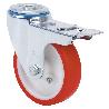 RUEDA GIRATORA AGUJERO M12 FRENO 20ZVFD150-PO NYLON BLANCO-POLIUR.ROJO LISO