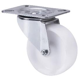 RUEDA GIRATORA PLACA 10TVC125-TP POLIAMIX BLANCO EJE LISO