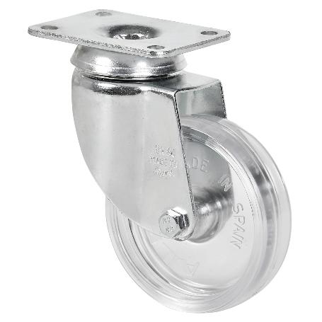 RUEDA GIRATORA PLACA 10BH100-SLC POLICARBONATO TRANSP. EJE LISO