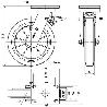 RUEDA GIRATORA PLACA FRENO 10HLBFD250E-DEB ALUMINIO-GOMA NEGRA ELASTICA BOLAS
