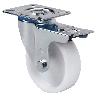RUEDA GIRATORA PLACA FRENO 10ZVLFD80-UT POLIAMIX BLANCO EJE LISO