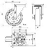 RUEDA GIRATORA PLACA INOX.10ZVI150-POL POLIAMIX BLANCO-POLIUR.MARRON EJE LISO