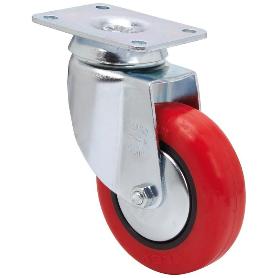 RUEDA GIRATORA PLACA 10BH100CP-PPI POLIAMIX-POLIUR.ROJO EJE LISO