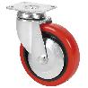 RUEDA GIRATORA PLACA 10BHA125CP-PPIA POLIAMIX-POLIUR.ROJO EJE LISO