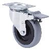 RUEDA GIRATORA PLACA FRENO 10ZVLFD100CP-PGASB POLIAMIX-GOMA GRIS EJE BOLAS