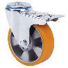 RUEDA GIRATORA AGUJERO M12 FRENO 20ZVFD125-AUB ALUMINIO-POLIUR.NARANJA BOLAS