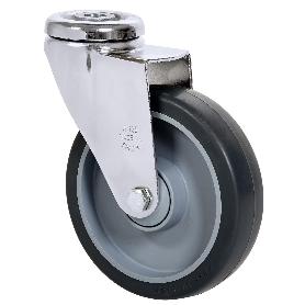 RUEDA GIRATORA AGUJERO M12 CROMADA 20A125CP-PGAISB GOMA GRIS EJE BOLAS