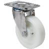 RUEDA GIRATORA PLACA INOX.10ZVI125-FTE NYLON BLANCO EXTRAFUERTE EJE LISO