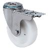 RUEDA GIRATORA AGUJERO M12 FRENO INOX.20ZVIFD100-FT NYLON BLANCO EXTRAF.LISO