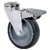 RUEDA GIRATORA AGUJERO M12 FRENO CROMADA 20AFD100CP-PGAISB GOMA GRIS BOLAS