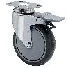 RUEDA GIRATORA PLACA FRENO 10BHAFD125CP-PGAISB GOMA GRIS EJE BOLAS