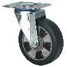 RUEDA GIRATORA PLACA 10ZV125-DEB ALUMINIO-GOMA NEGRA ELASTICA EJE BOLAS