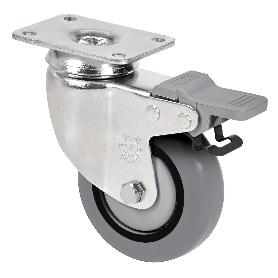 RUEDA GIRATORA PLACA FRENO 10BHFD100CP-PGISB POLIAMIX-GOMA GRIS EJE BOLAS