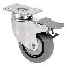 RUEDA GIRATORA PLACA FRENO 10BHFD100CP-PGISB POLIAMIX-GOMA GRIS EJE BOLAS
