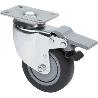 RUEDA GIRATORA PLACA FRENO 10BHFD100CP-PGISB POLIAMIX-GOMA GRIS EJE BOLAS