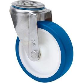 RUEDA GIRATORA AGUJERO M12 INOX.20ZVI200-POA POLIAMIX BLANCO-POLIUR.AZUL LISO