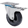 RUEDA GIRATORA PLACA FRENO 10ZVLFD150-PSN POLIAMIX-GOMA NEGRA EJE LISO
