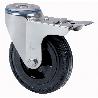 RUEDA GIRATORA AGUJERO M12 FRENO 20ZVLFD150-PSN POLIAMIX-GOMA NEGRA EJE LISO