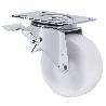 RUEDA GIRATORA PLACA FRENO 10TVCFD125-TNB NYLON BLANCO EJE BOLAS