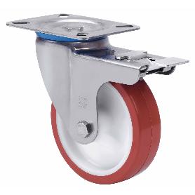 RUEDA GIRATORA PLACA FR.INOX.10ZVLIFD100-POLR POLIAMIX BLAN-POLIUR.MARRON ROD