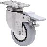 RUEDA GIRATORA PLACA FRENO INOX.10BHIFD80CP-PGI POLIAMIX-GOMA GRIS EJE LISO