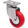 RUEDA GIRATORA PLACA INOX.10BHI100CP-PPI POLIAMIX-POLIUR.ROJO EJE LISO