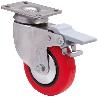 RUEDA GIRATORA PLACA FRENO INOX.10BHIFD100CP-PPI POLIAMIX-POLIUR.ROJO LISO