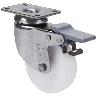 RUEDA GIRATORA PLACA FRENO INOX.10BHIFD80-SL PLASTICO BLANCO EJE LISO