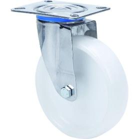 RUEDA GIRATORA PLACA INOX.10ZLI80-UT POLIAMIX BLANCO EJE LISO
