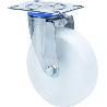 RUEDA GIRATORA PLACA INOX.10ZLI100-UT POLIAMIX BLANCO EJE LISO