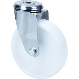 RUEDA GIRATORA AGUJERO M12 INOX.20ZLI125-UT POLIAMIX BLANCO EJE LISO