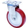 RUEDA GIRATORA PLACA INOX.10ZLI125-POL POLIAMIX BLANCO-POLIUR.MARRON EJE LISO
