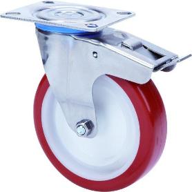 RUEDA GIRATORA PLACA FR.INOX.10ZLIFD80-POL POLIAMIX BLANCO-POLIUR.MARRON LISO
