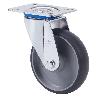 RUEDA GIRATORA PLACA 10ZV200-PGZN POLIAMIX-GOMA GRIS INYECT.EJE LISO