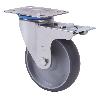 RUEDA GIRATORA PLACA FR.INOX.10ZVLIFD100-PGZN POLIAMIX-GOMA GRIS INYECT.LISO